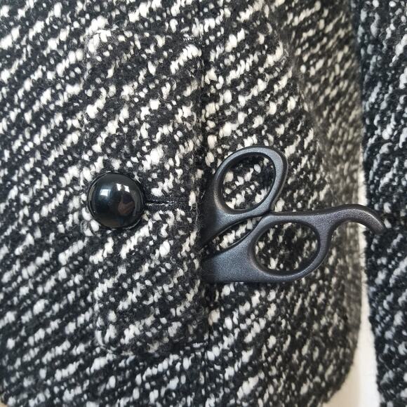 Talbots Black White Wool Alpaca Lined Double Breasted Jacket Excellent! Size 4P - Picture 3 of 11